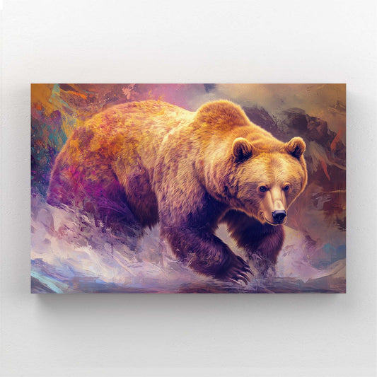 Bear Water Art — contemporary canvas print in orange tones, canvas print on white background