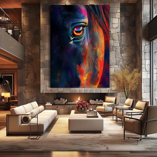 Beautiful Horse Wall Art – angled canvas view on white background