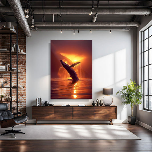 Beautiful Whale Art — digital canvas print in red tones, view 3