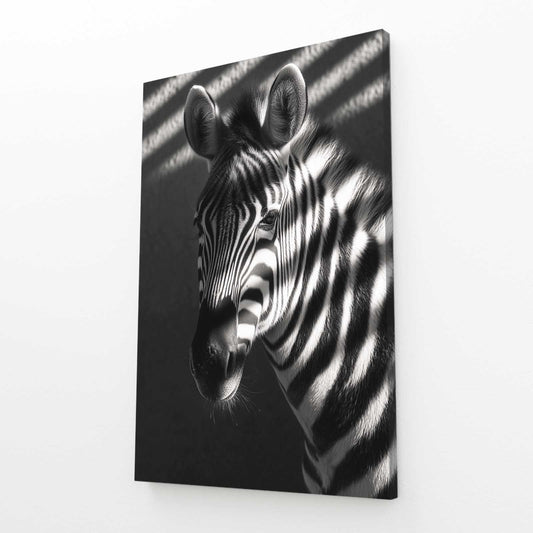 Bedroom Zebra Canvas – angled canvas view on white background
