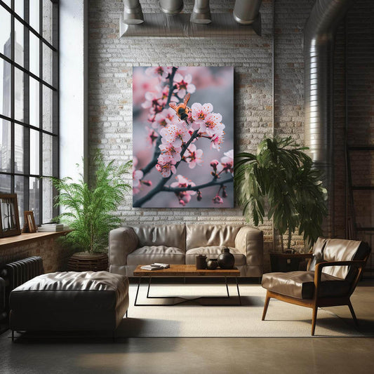 Bee Blossom Art — photography canvas print in white tones, view 3