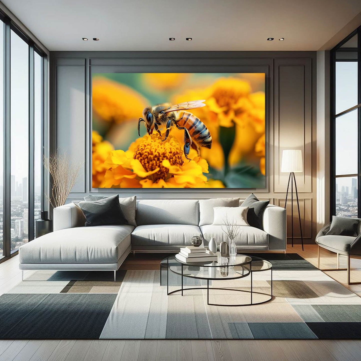 Bee On Marigold Art