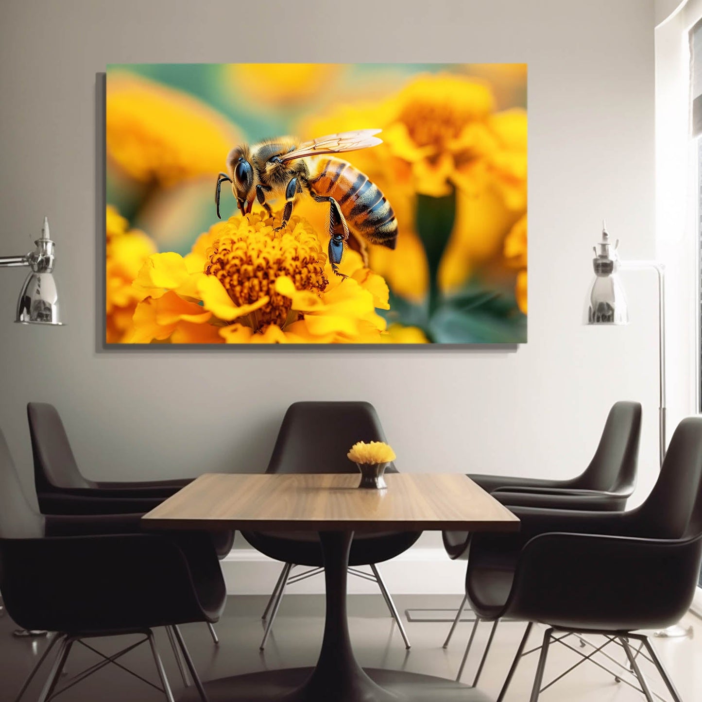 Bee On Marigold Art