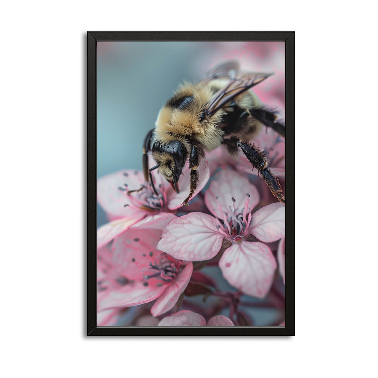 Bee On Pink Blossom Art