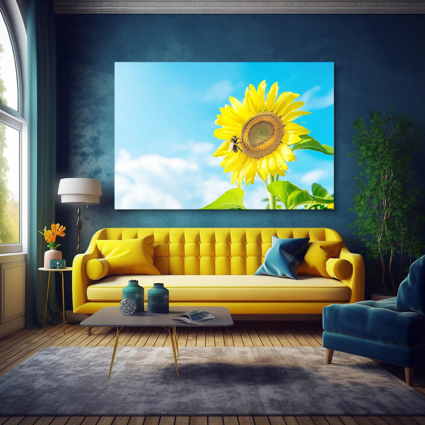 Bee On Sunflower Art