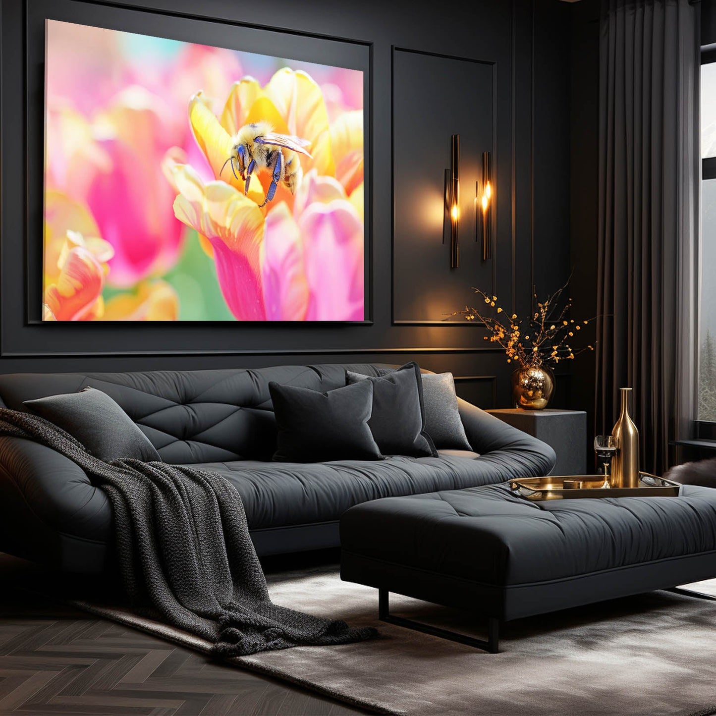 Bee On Tulip Art
