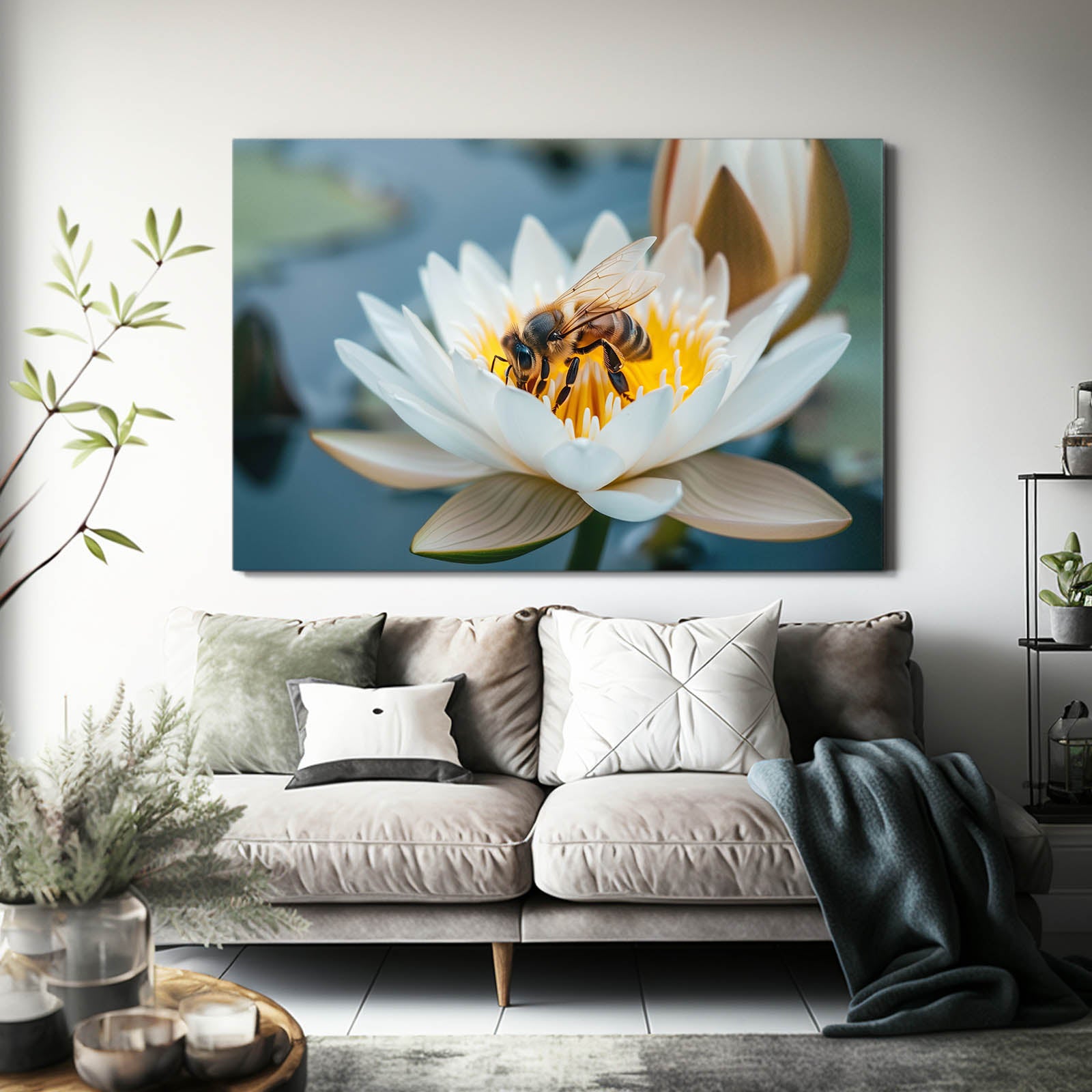 Bee On Water Lily Art