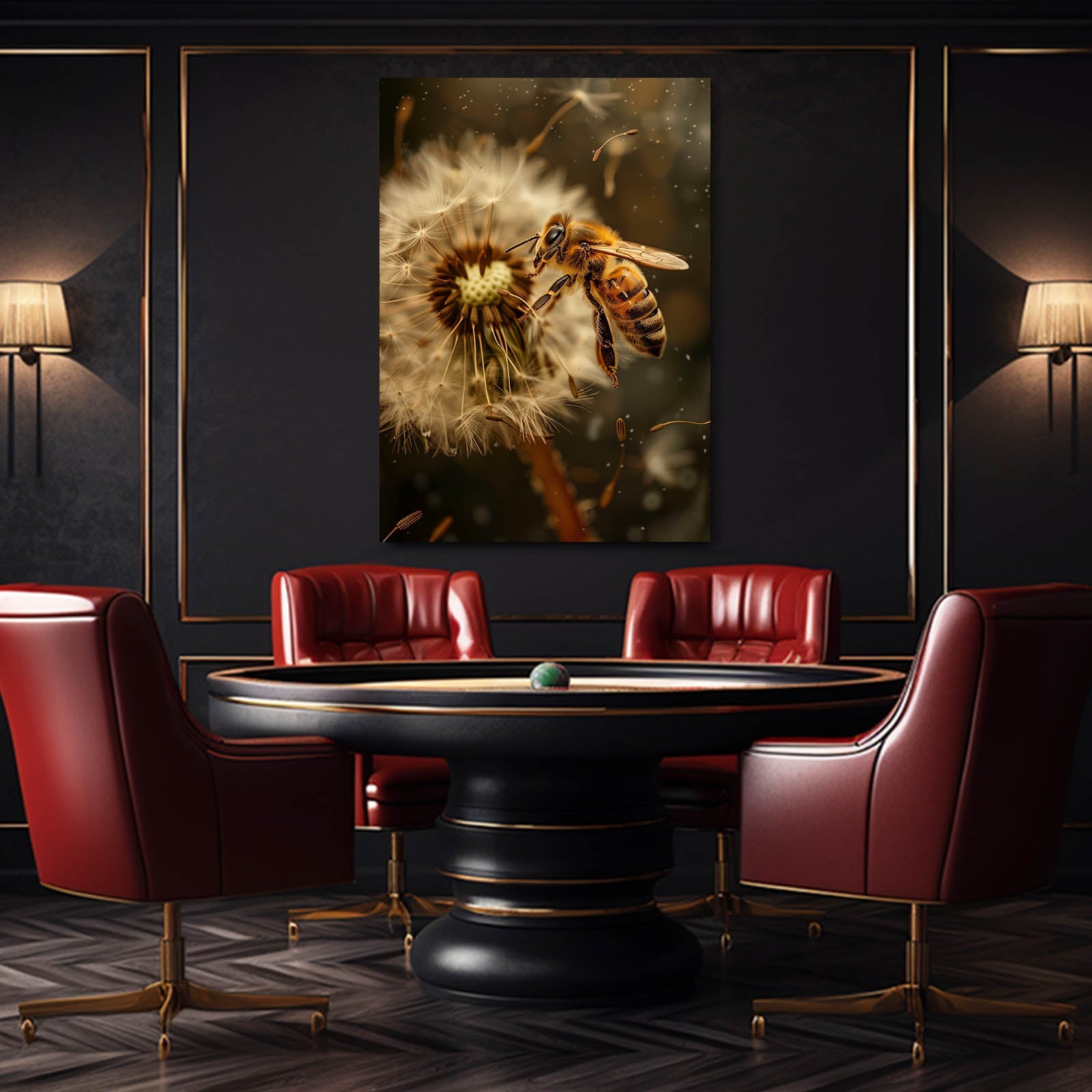 Bee With Dandelion Seeds Art