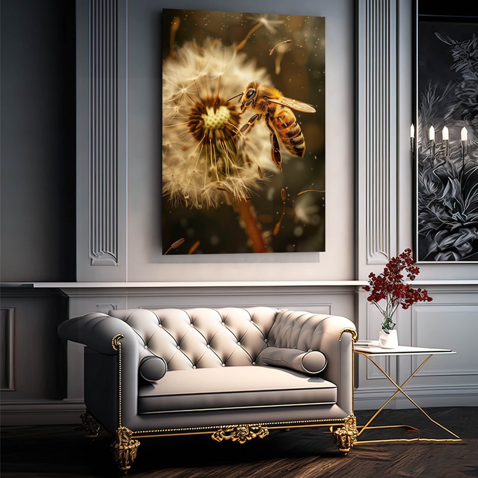Bee With Dandelion Seeds Art