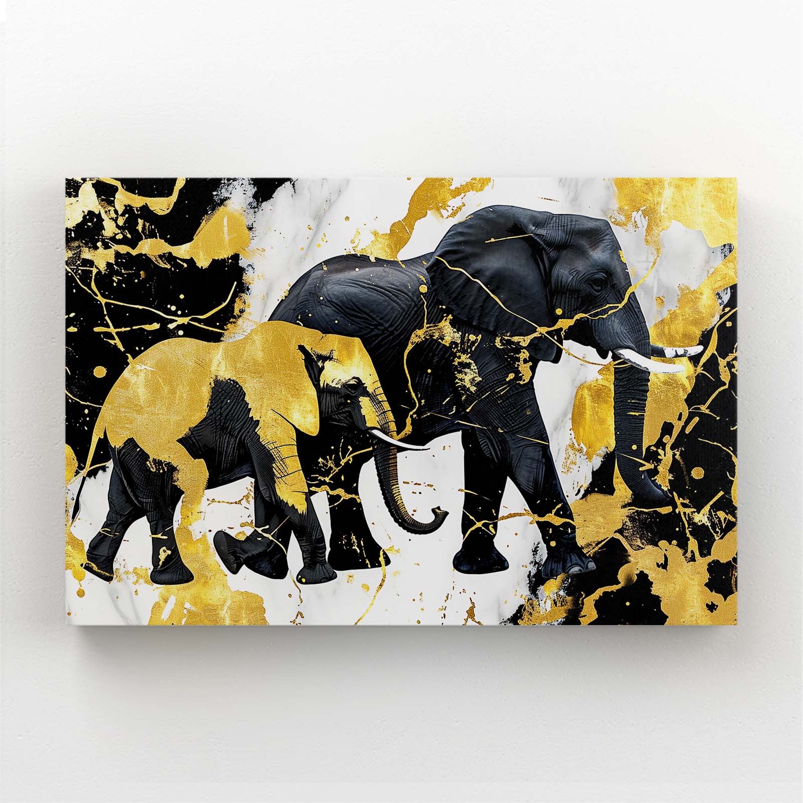 Black And Gold Elephant Art