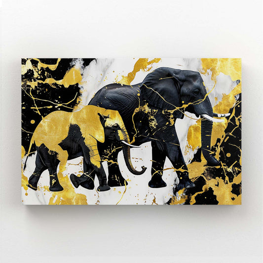 Black And Gold Elephant Art
