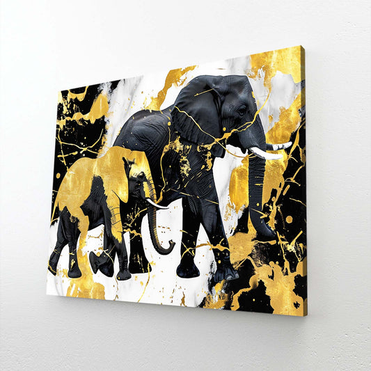 Black And Gold Elephant Art