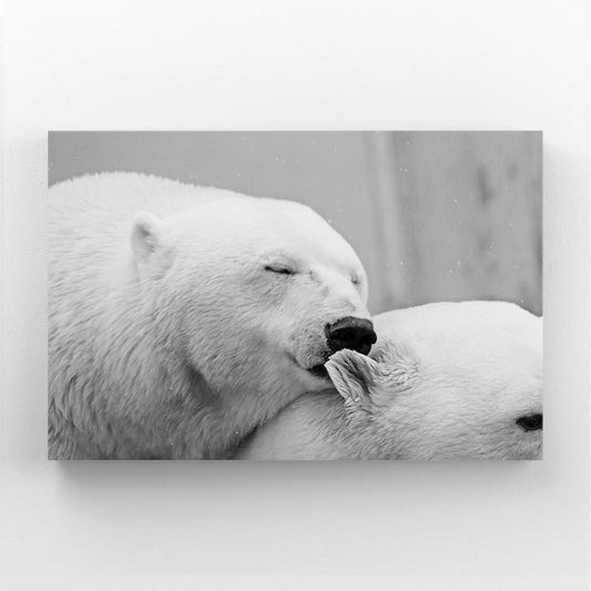 Black And White Bear Art — black and white canvas print in silver tones