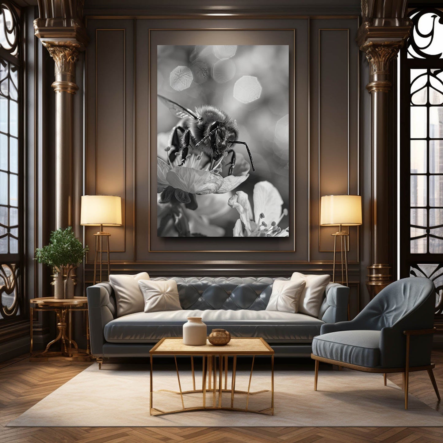 Black And White Bee Art