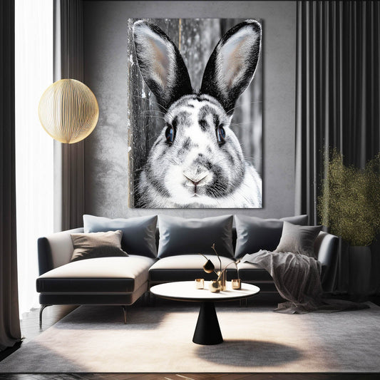 Black And White Bunny Prints – angled canvas view on white background