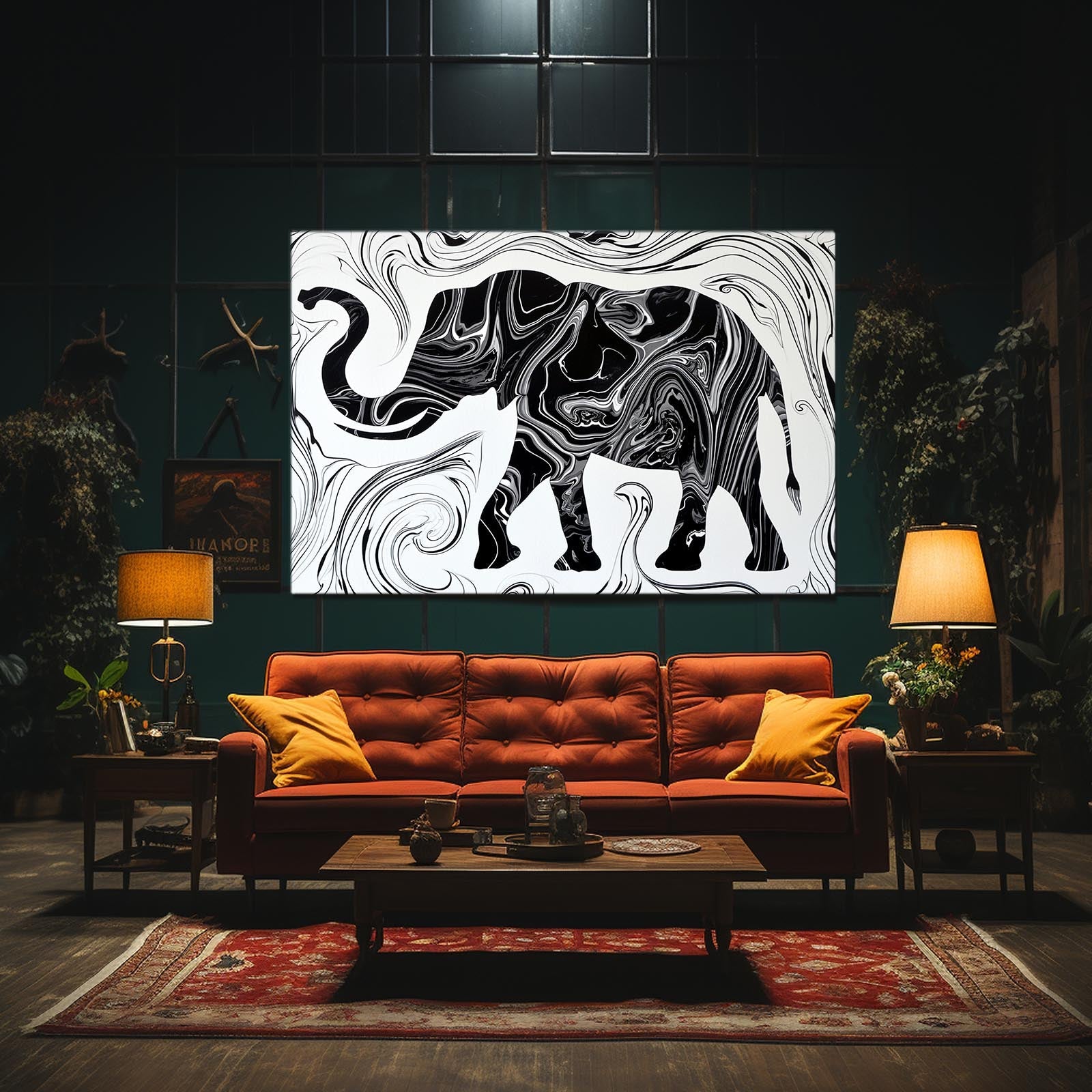 Black And White Elephant Art