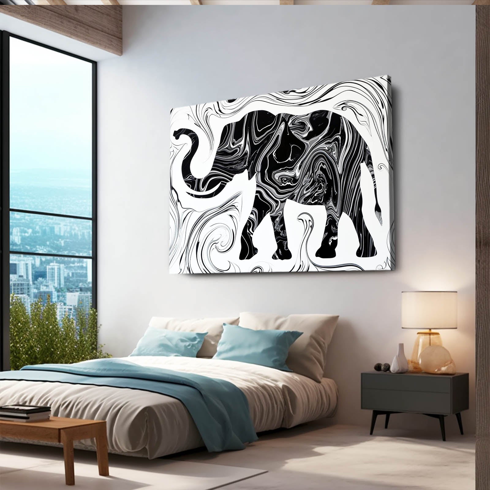 Black And White Elephant Art