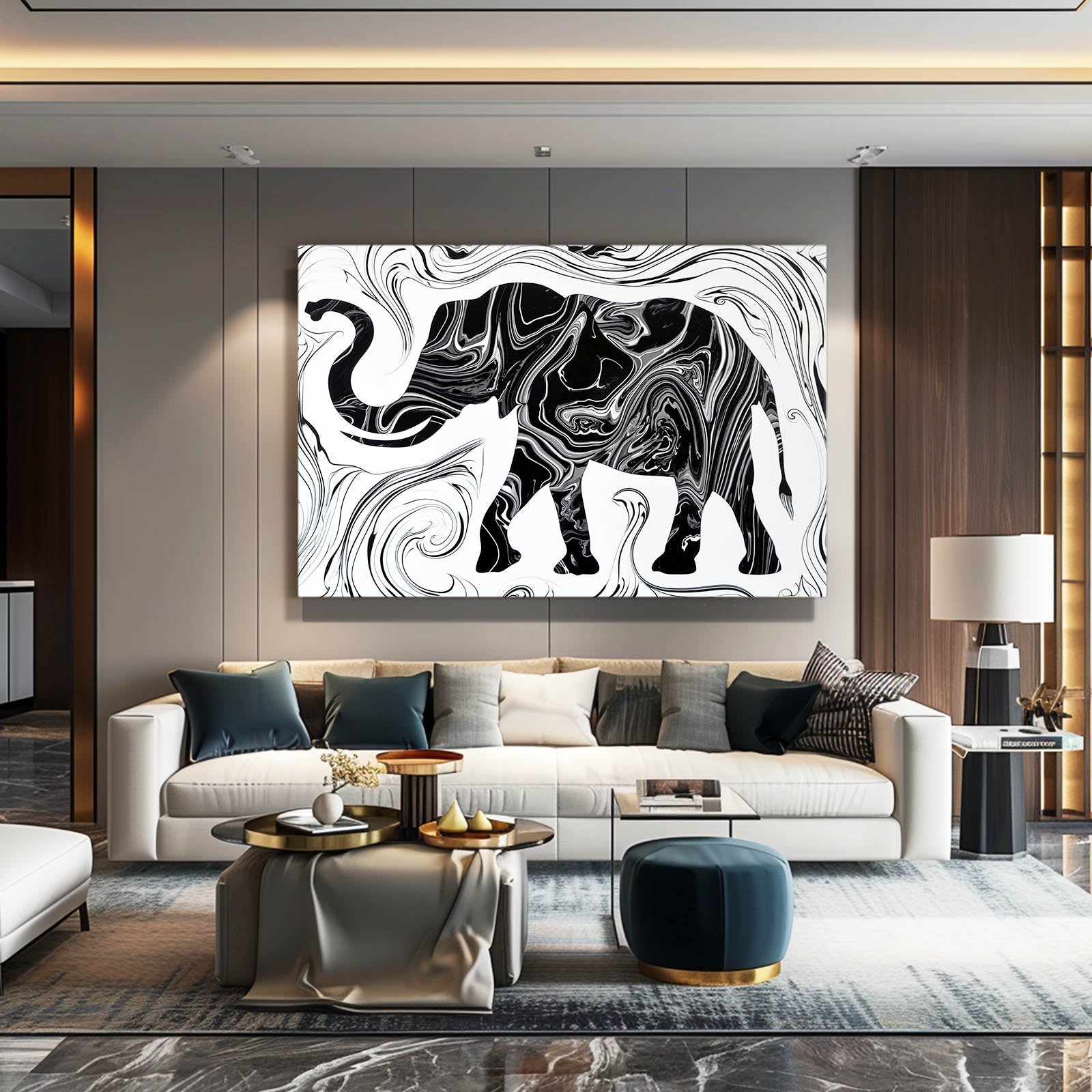 Black And White Elephant Art