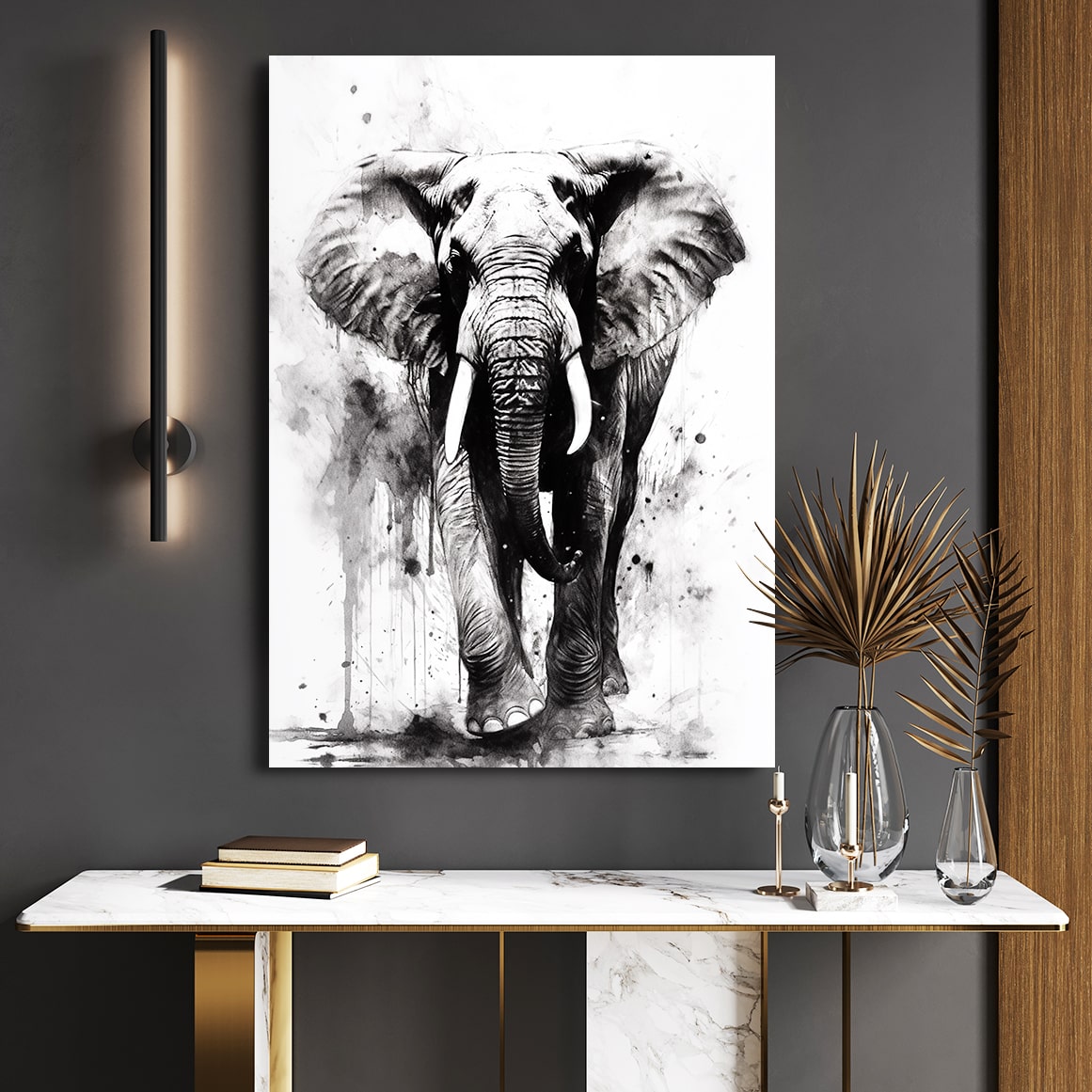 Black And White Elephant Wall Art