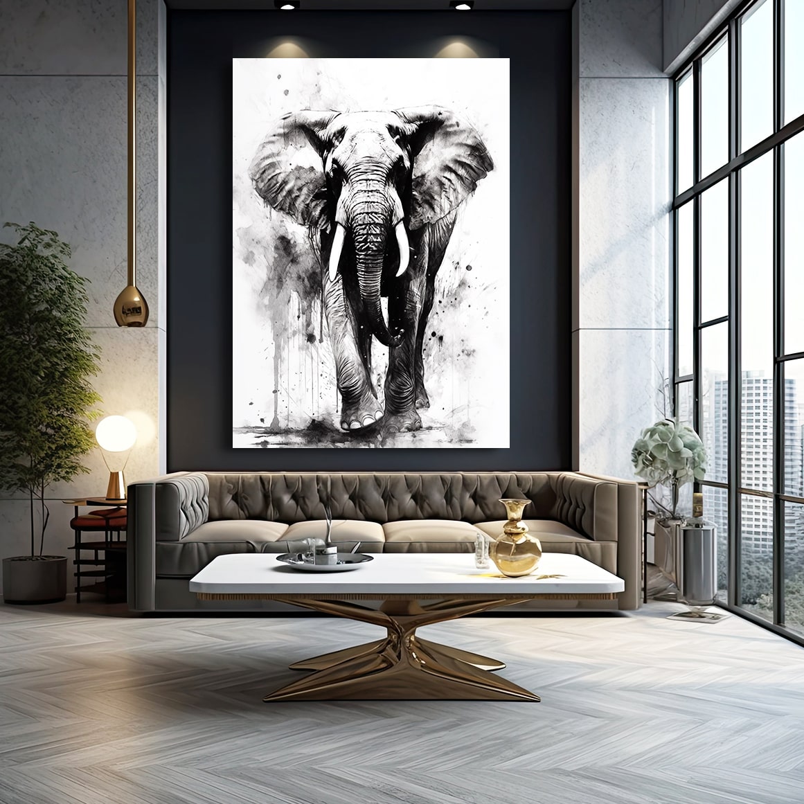 Black And White Elephant Wall Art