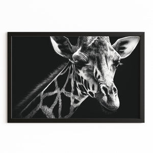 Black And White Giraffe Canvas