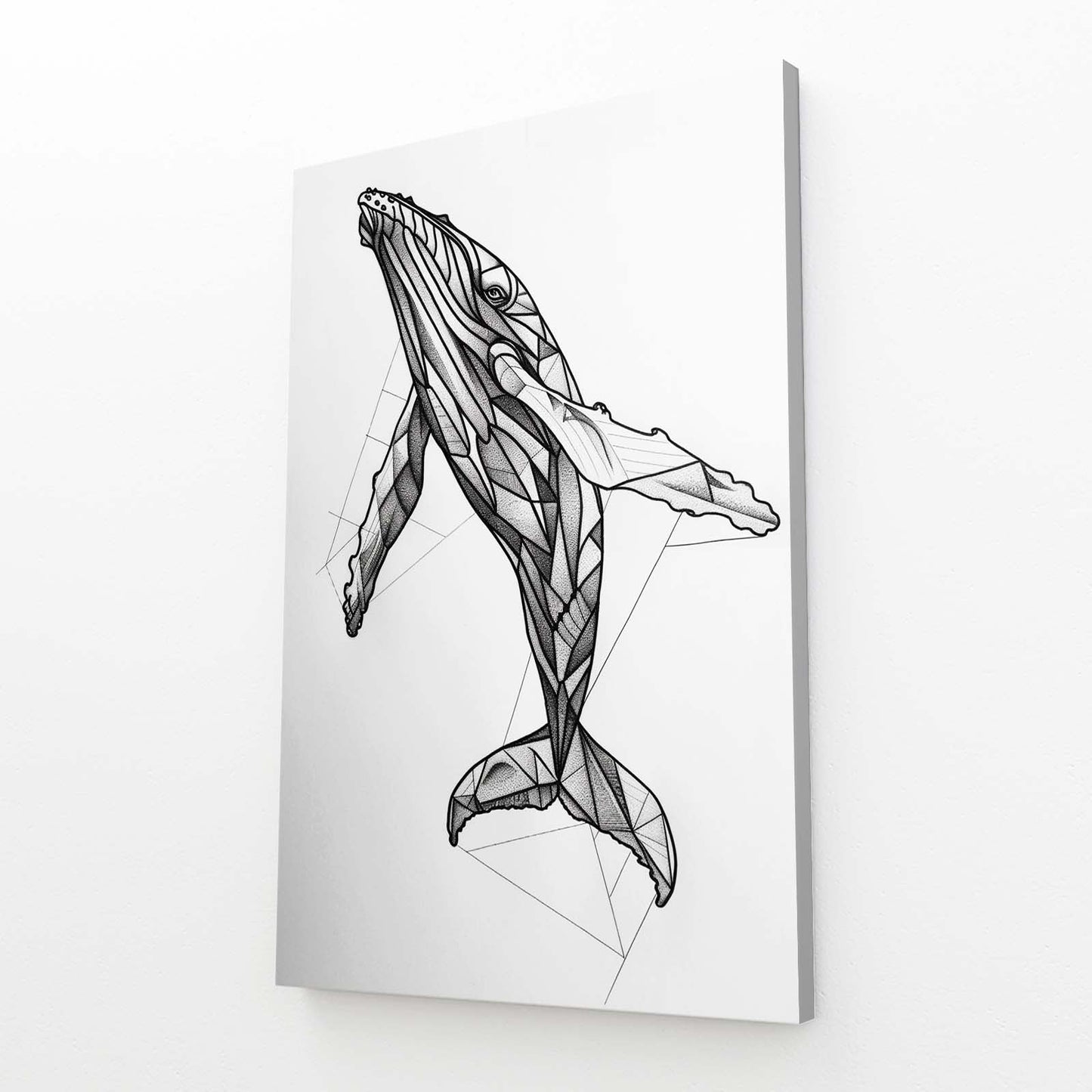 Black And White Line Whale Art