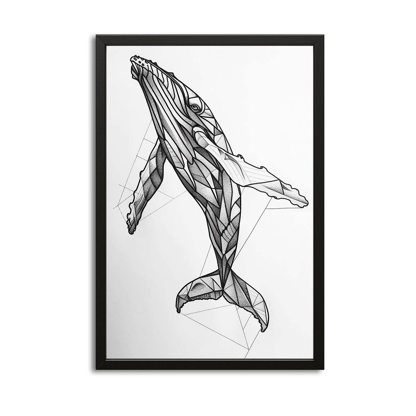Black And White Line Whale Art