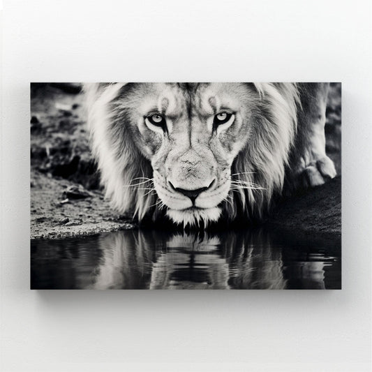 Black and White Lion Wall Art — black and white canvas print in gray tones