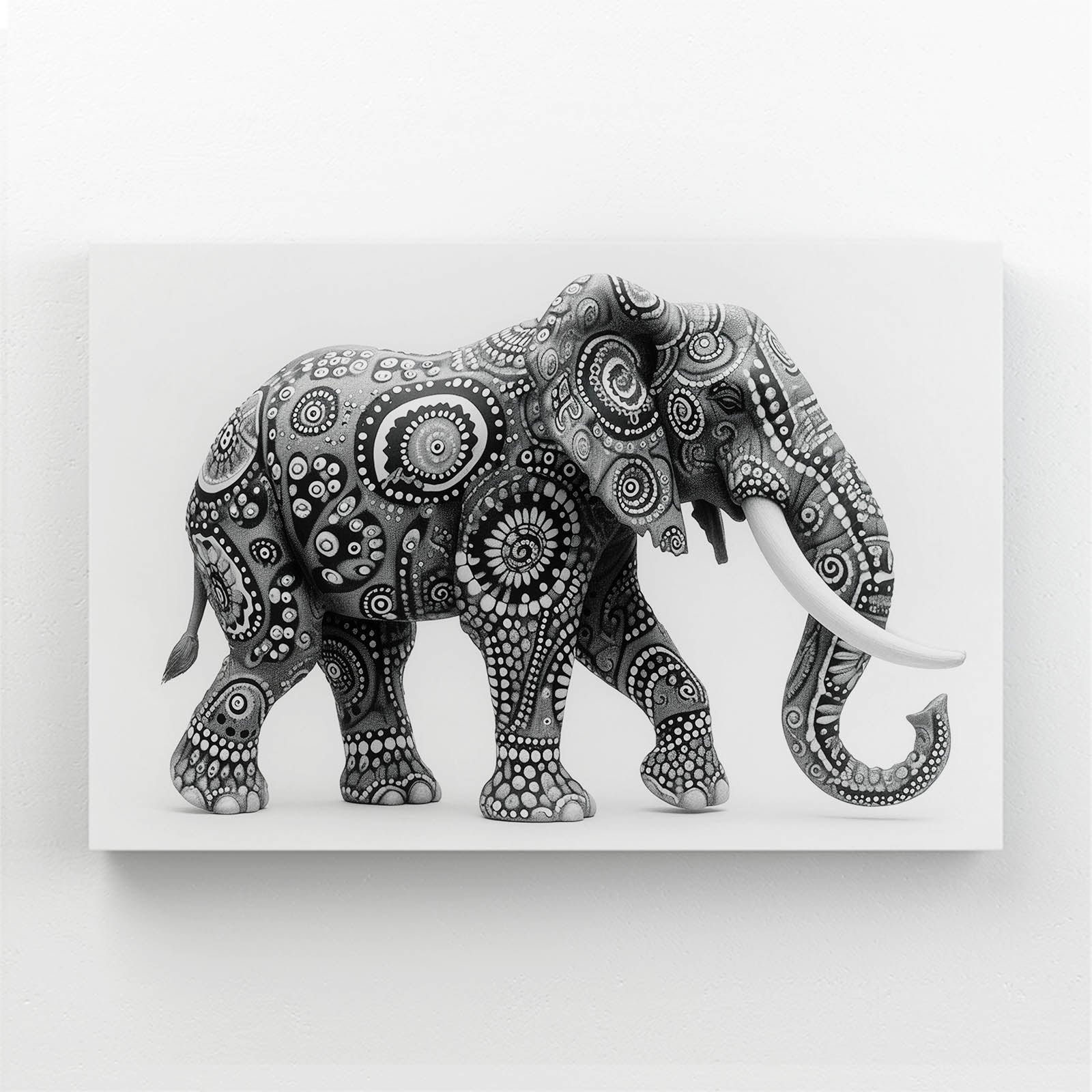 Black And White Patterned Elephant Art
