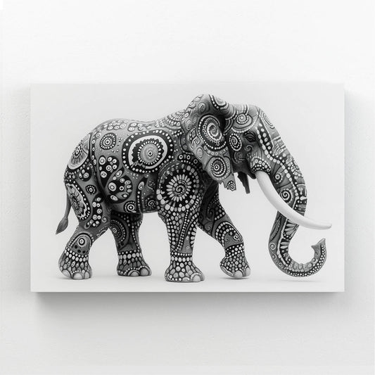 Black And White Patterned Elephant Art