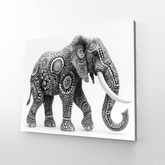 Black And White Patterned Elephant Art
