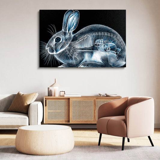 Black Bunny Canvas – angled canvas view on white background