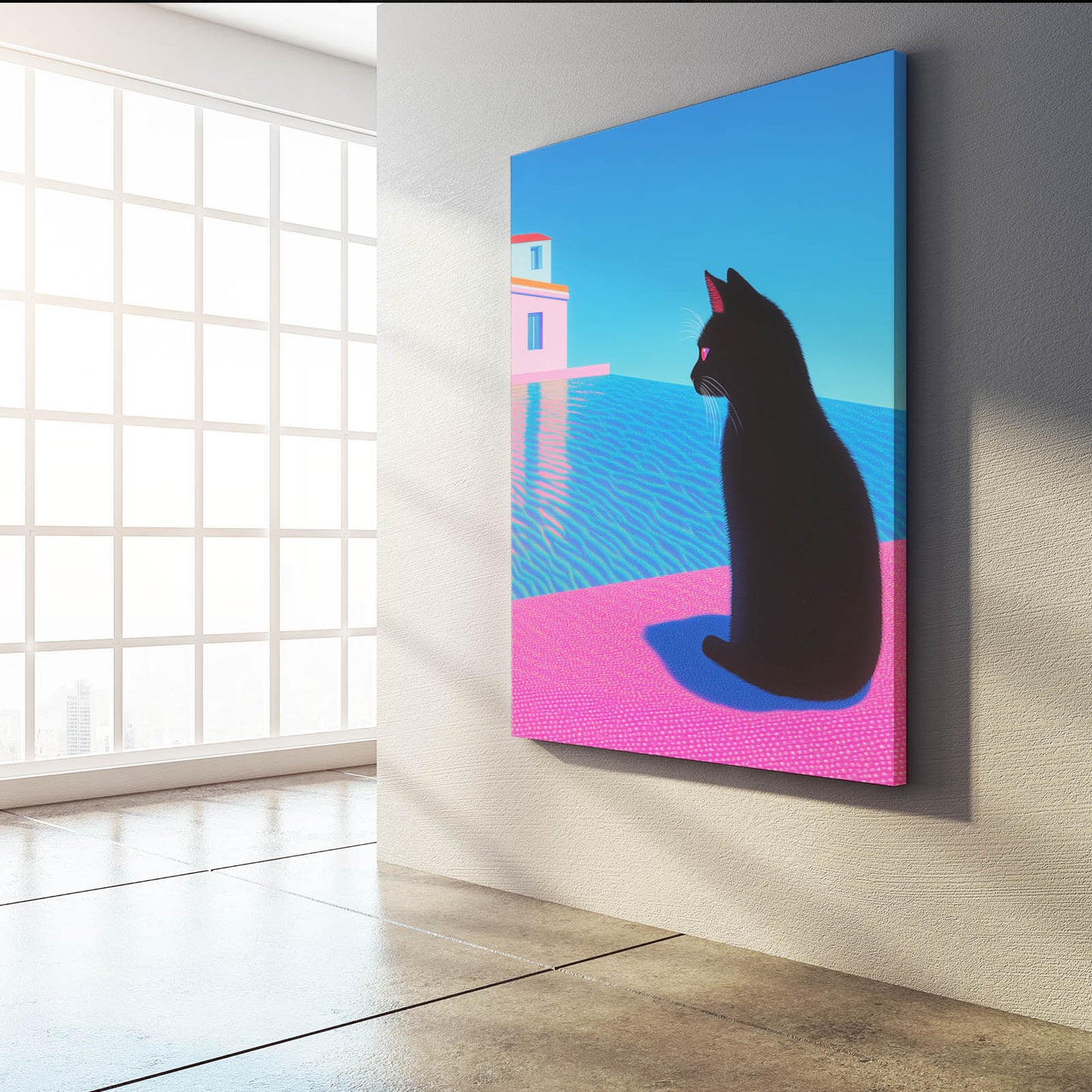 Black Cat by Poolside Cat Art