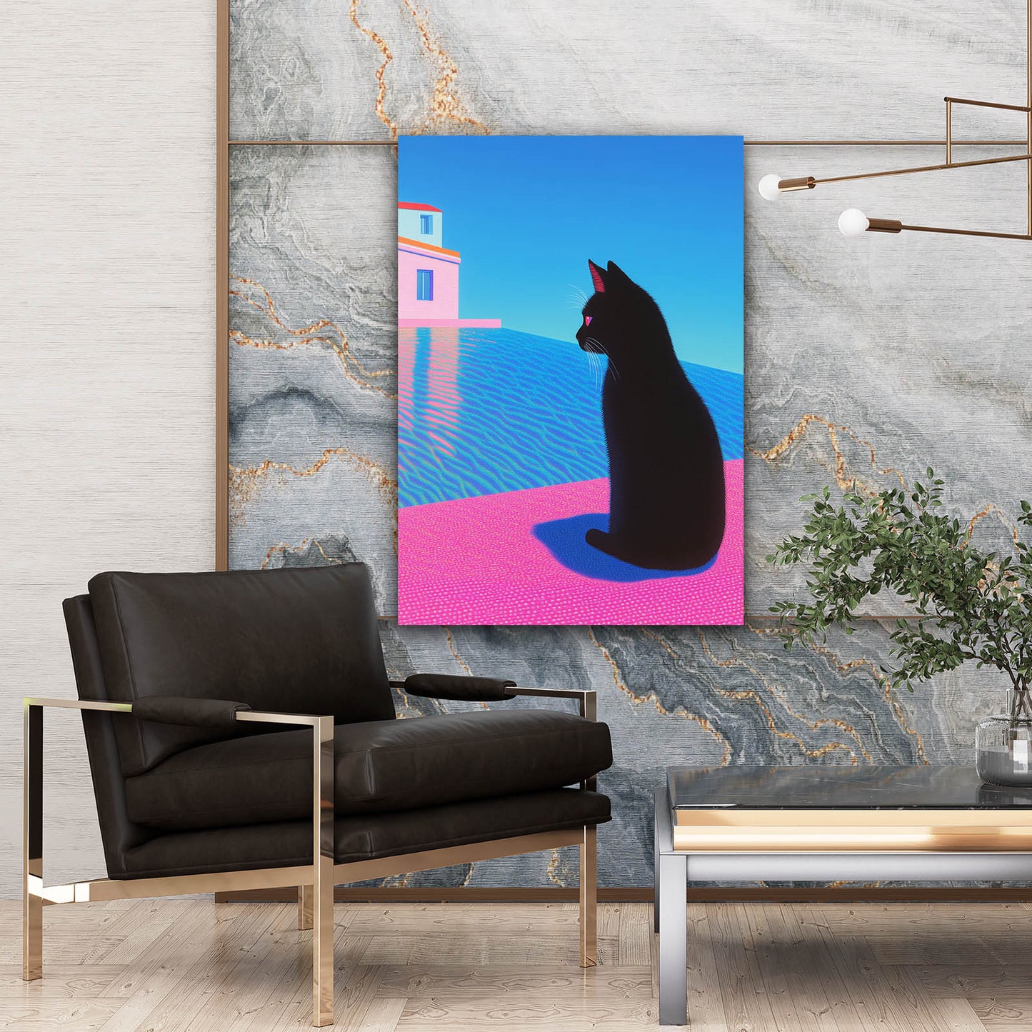 Black Cat by Poolside Cat Art