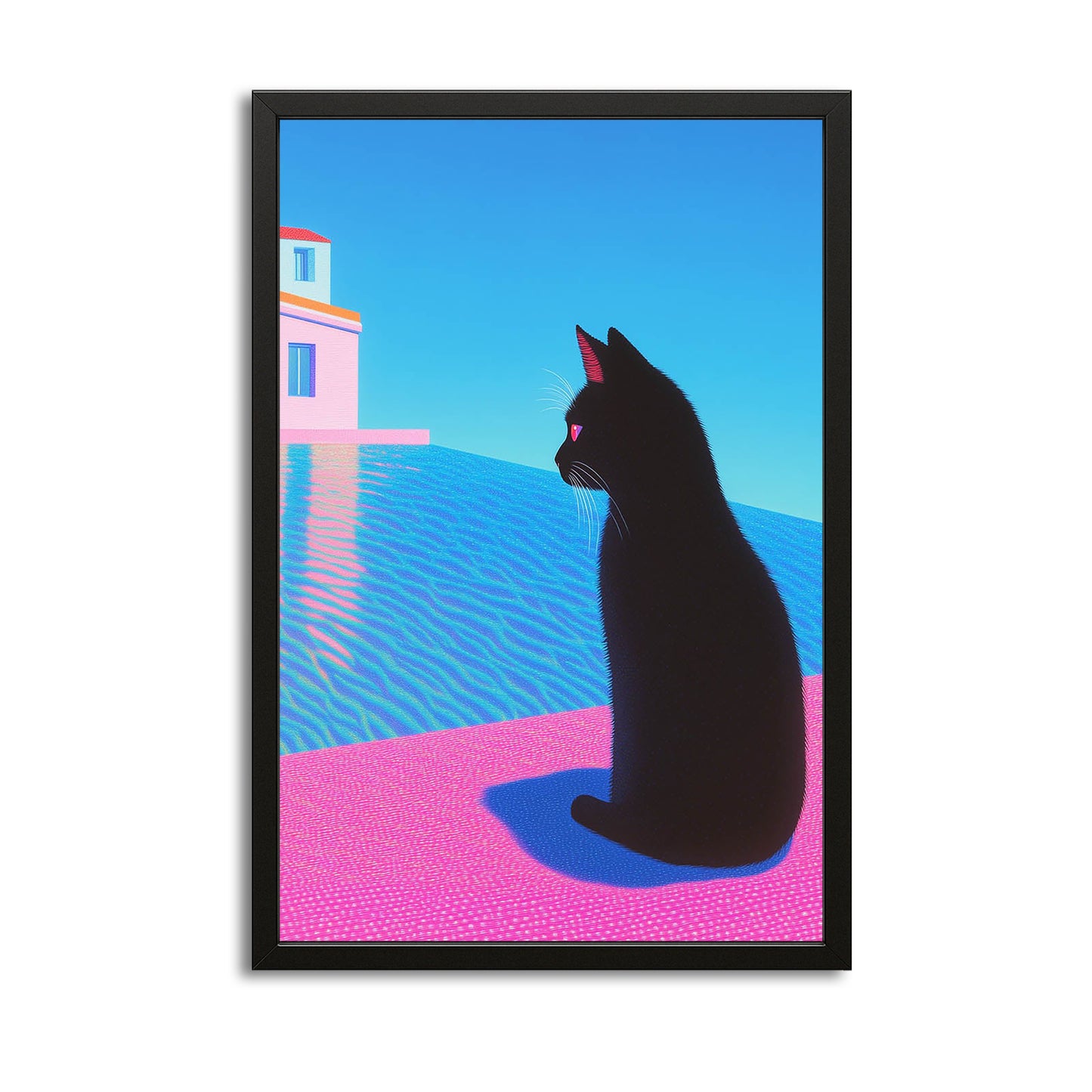 Black Cat by Poolside Cat Art