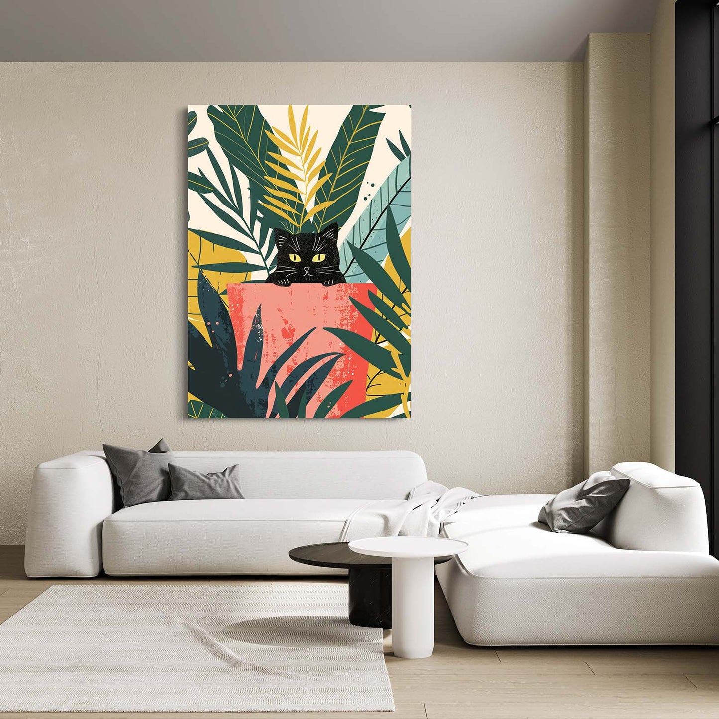 Black Cat in Jungle Pot Art