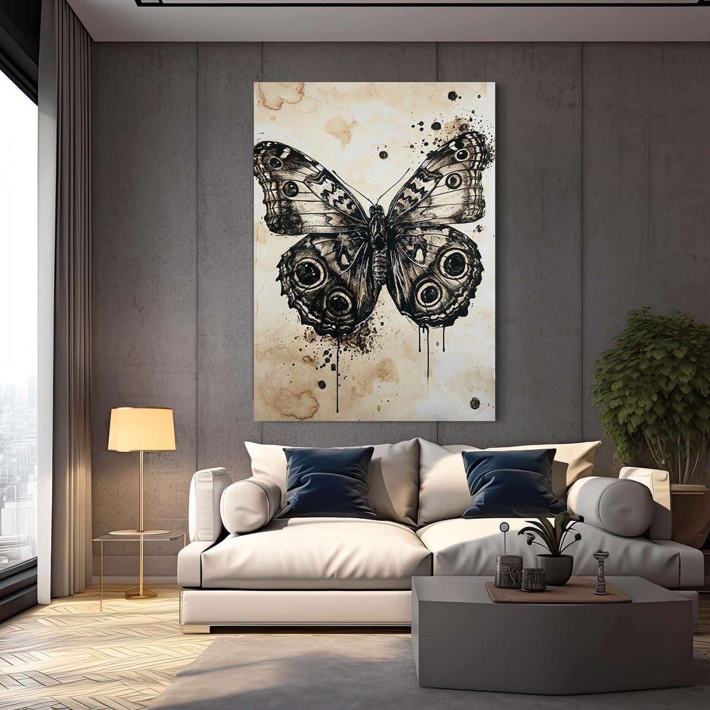 Black Ink Butterfly Wall Art