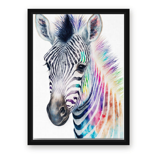 Black White African Zebra Wall Art – with Premium Black wood frame