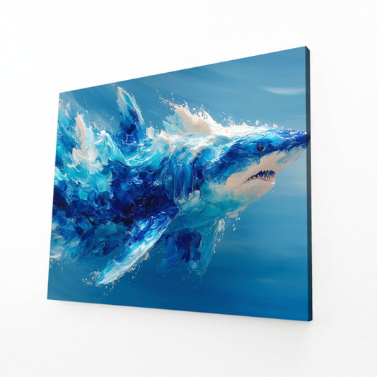 Blue Abstract Shark Wall Art – blue abstract shark canvas print