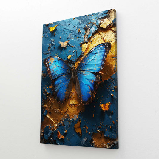 Blue And Gold Butterfly Wall Art