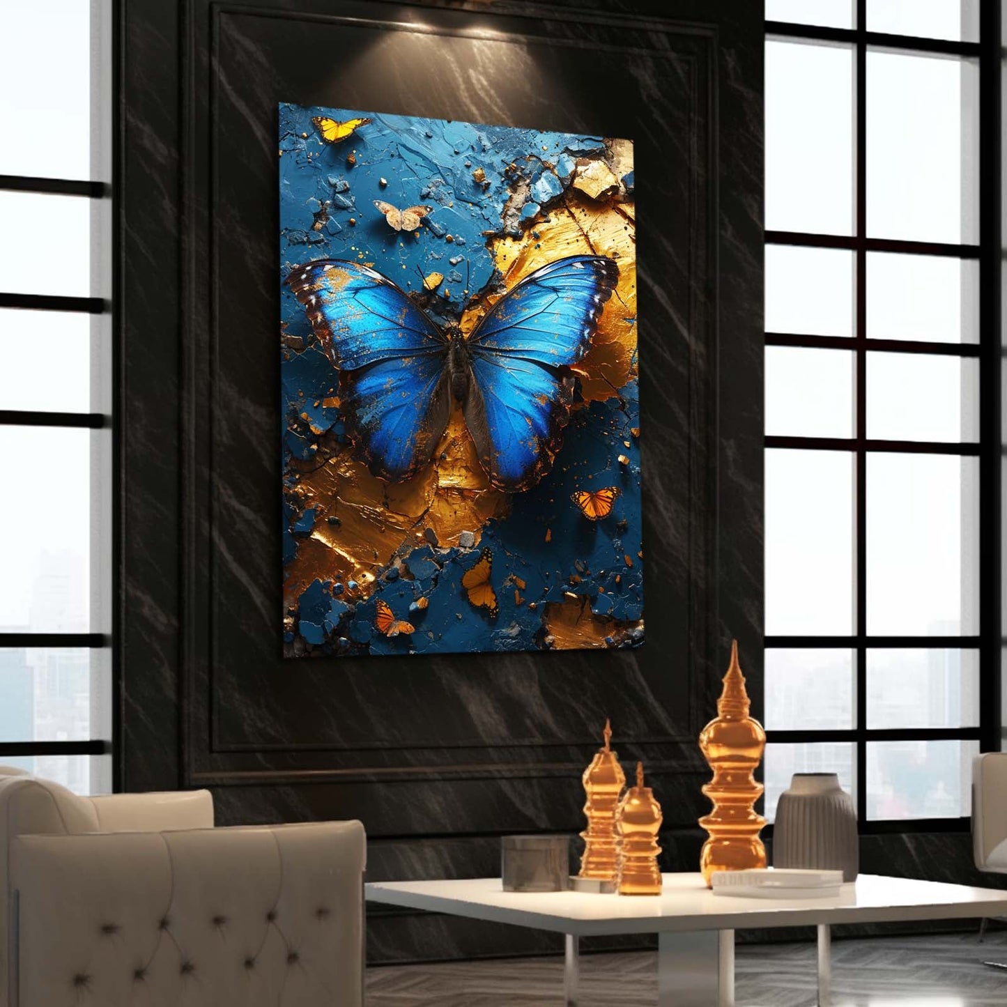 Blue And Gold Butterfly Wall Art