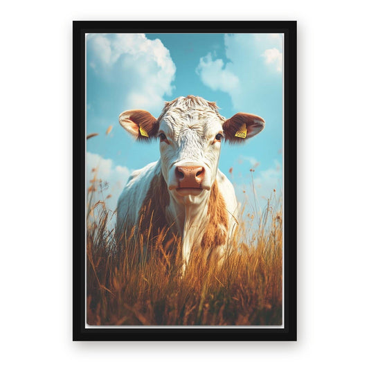 Blue Cow Wall Art – with Premium Black wood frame