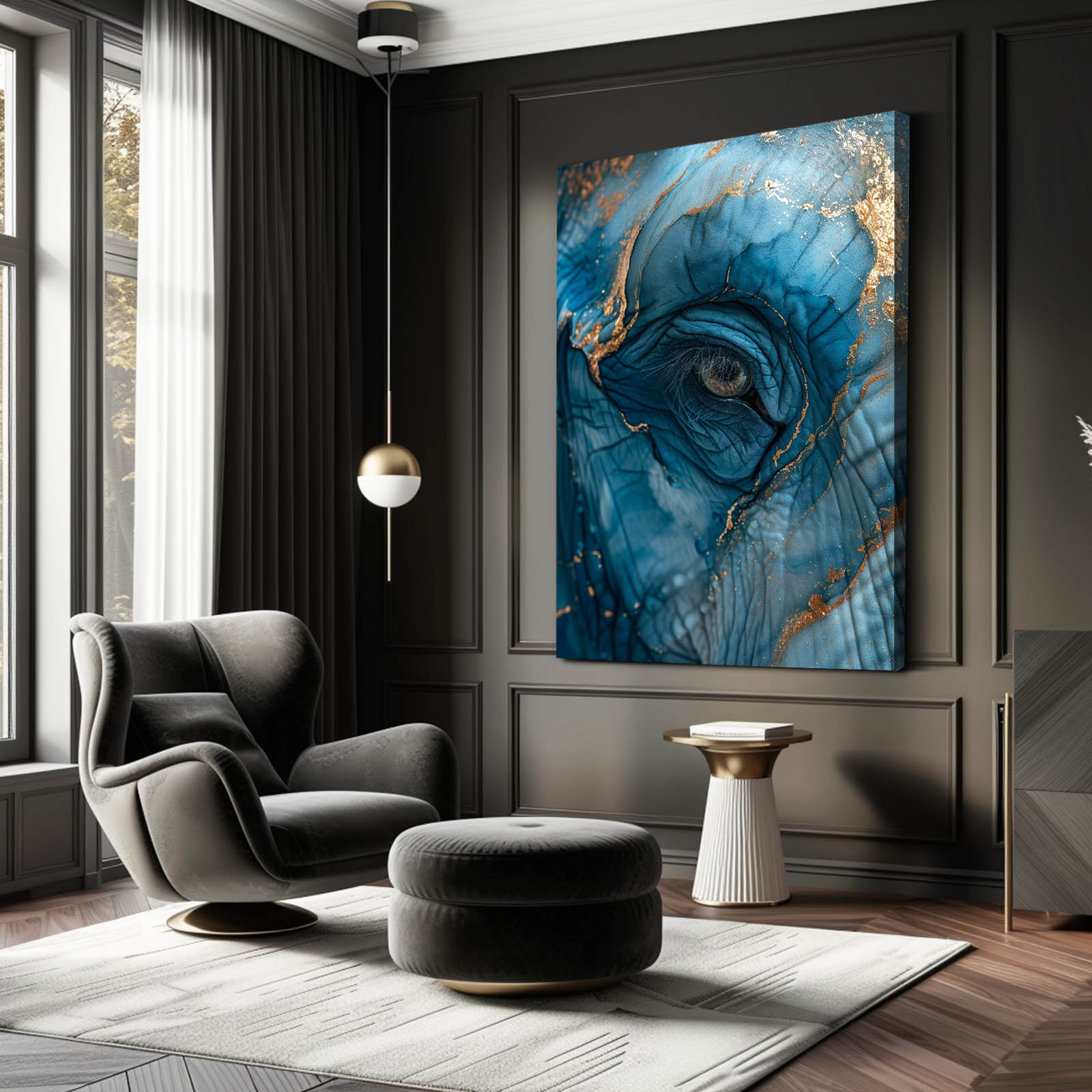 Blue Gaze Elephant Art