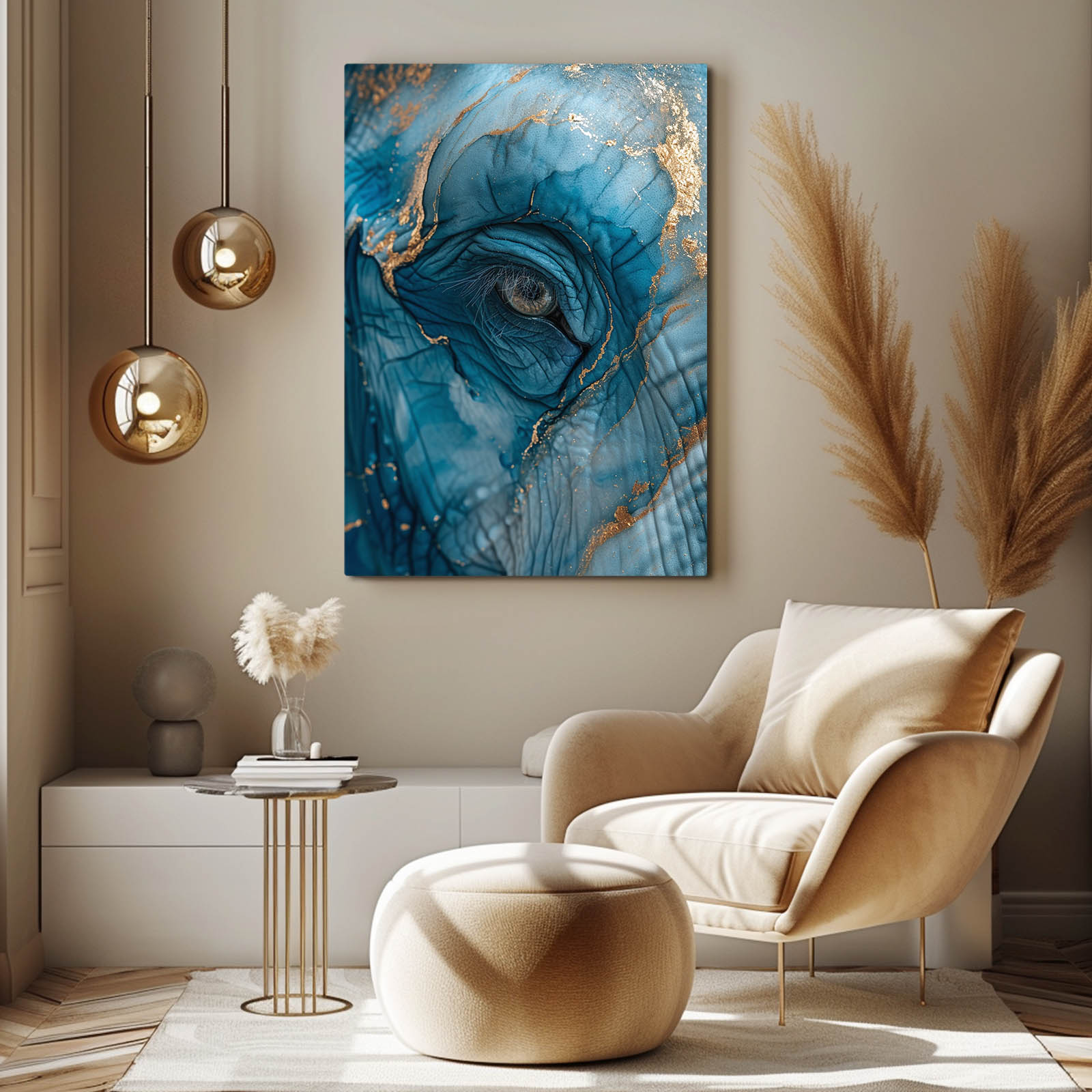 Blue Gaze Elephant Art