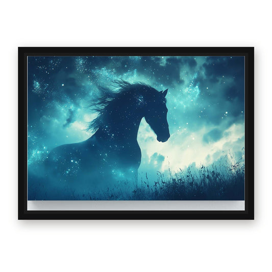 Blue Horse Canvas – with Premium Black wood frame