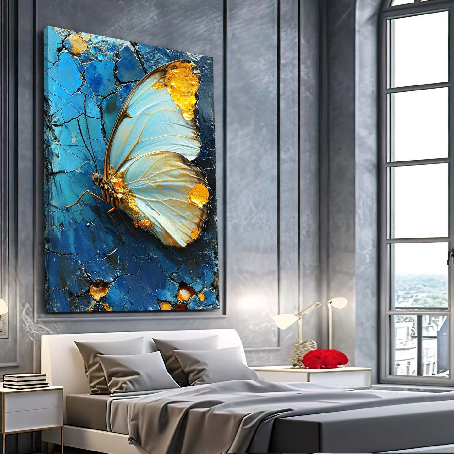 Blue Marble Butterfly Wall Art