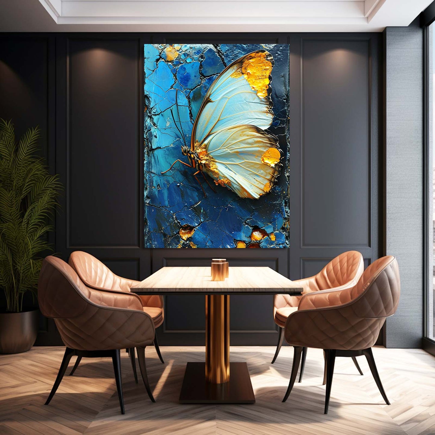 Blue Marble Butterfly Wall Art