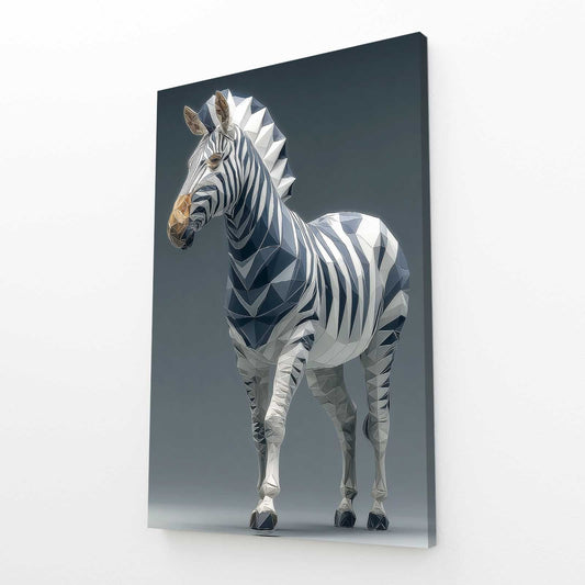 Blue Zebra Canvas Art – angled canvas view on white background