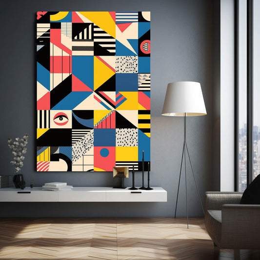 Boho Art Colors — abstract canvas print in blue tones, view 3
