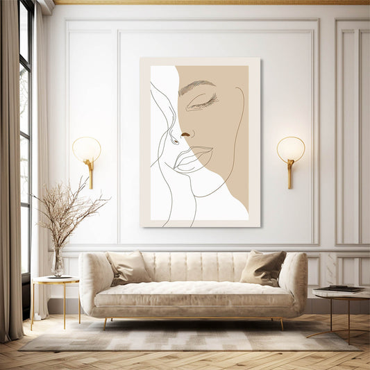 Boho Art Posters — line canvas print in white tones, view 3